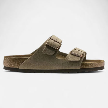 Deldo | Taupe Suede Leather – Casual Sandals with Flexible Anatomical Footbed