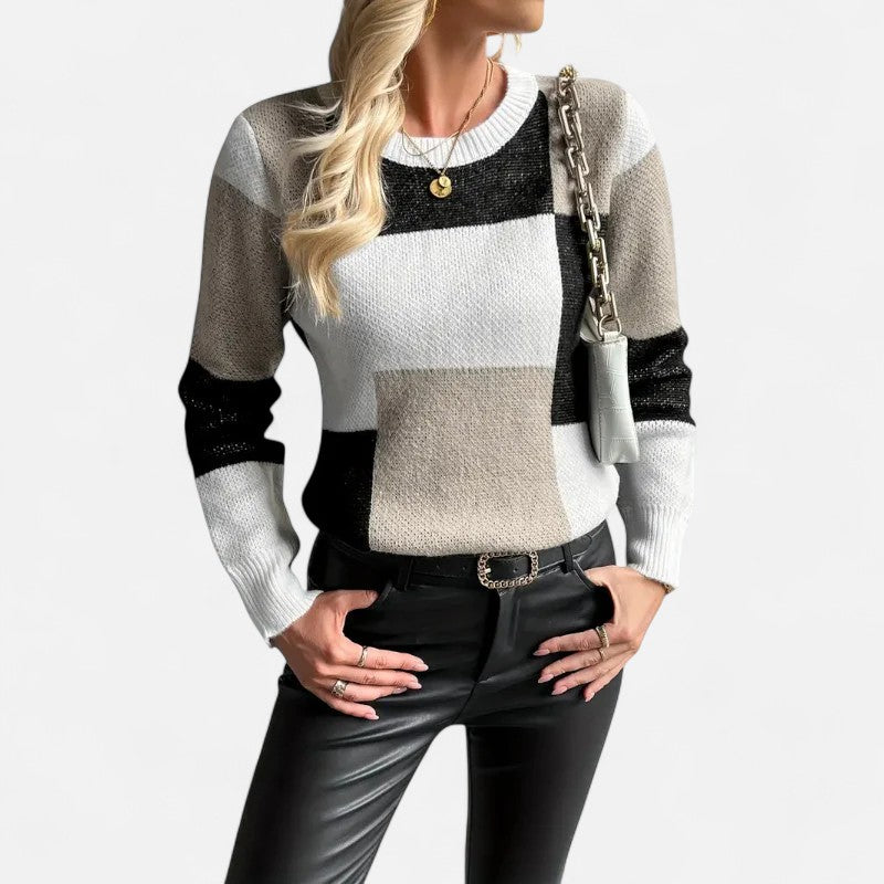 Deldo | Women’s Color Block Crew Neck Sweater